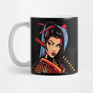 Pop Art Samurai Girl Japanese Woman Mug